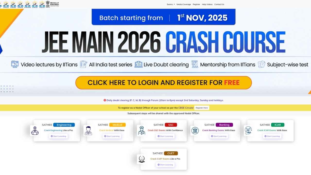 JEE Main 2026 Free 40-Day Crash Course Begins Today with IIT Experts