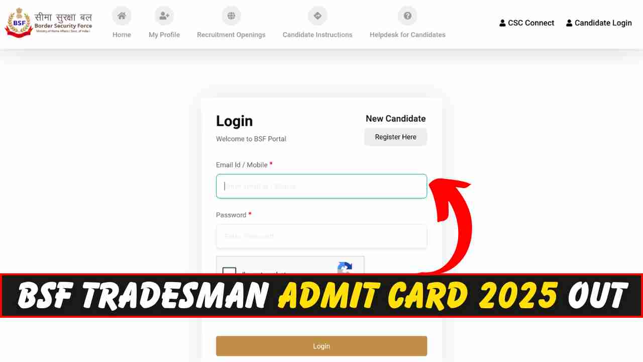 BSF Tradesman admit card 2025 Out