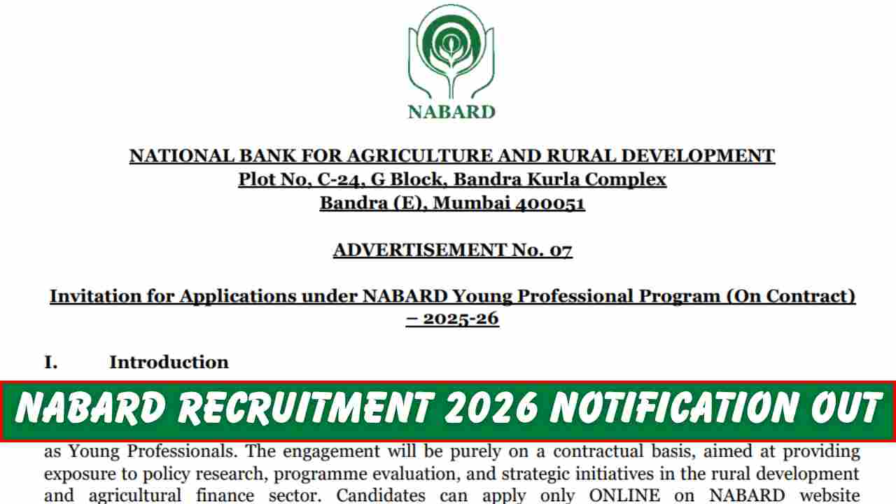 NABARD Young Professional Recruitment 2026 Notification Out