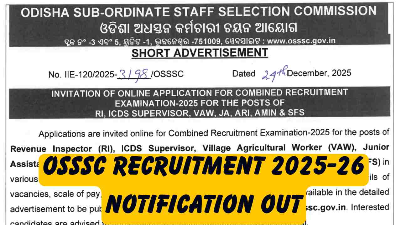 OSSSC Recruitment 2025-26 Notification