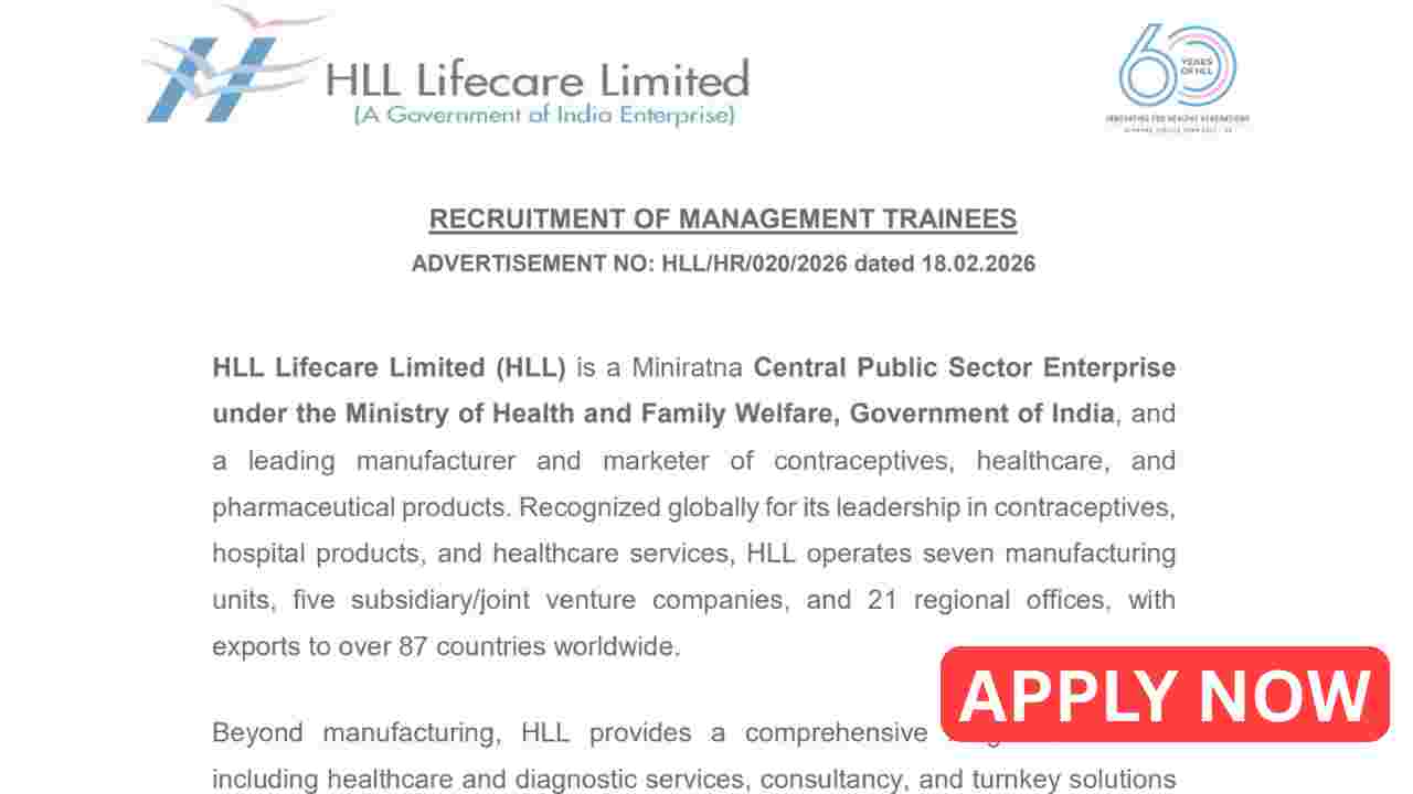 HLL Lifecare MT Recruitment 2026
