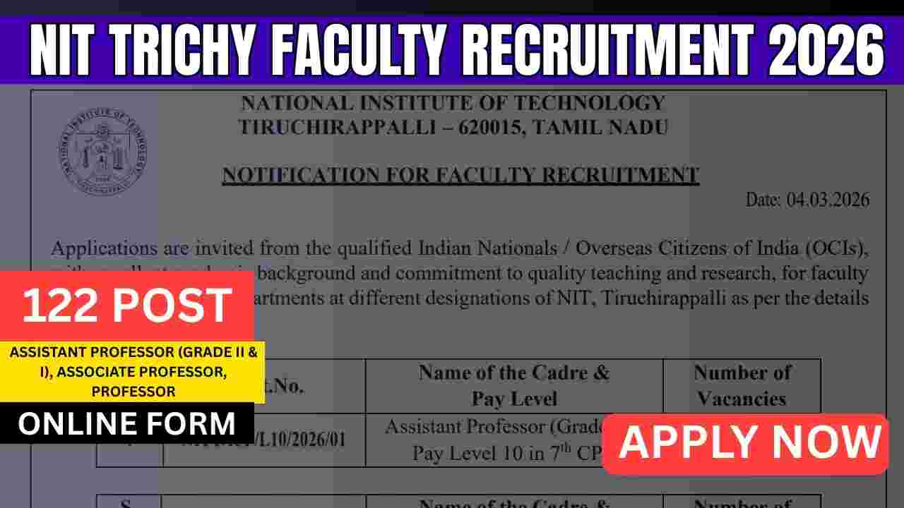 NIT Trichy Faculty Recruitment 2026