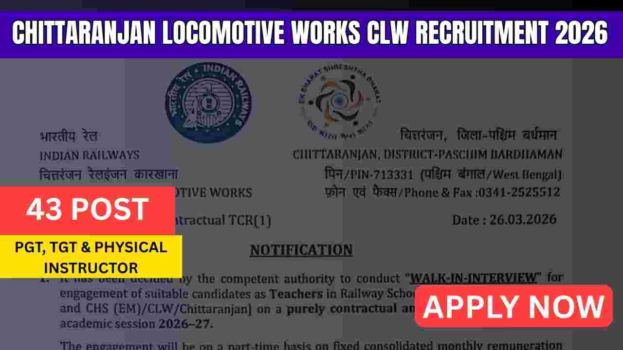 Chittaranjan Locomotive Works CLW Recruitment 2026