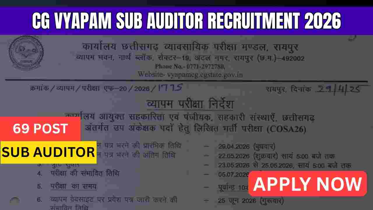 CG Vyapam Sub Auditor Recruitment 2026