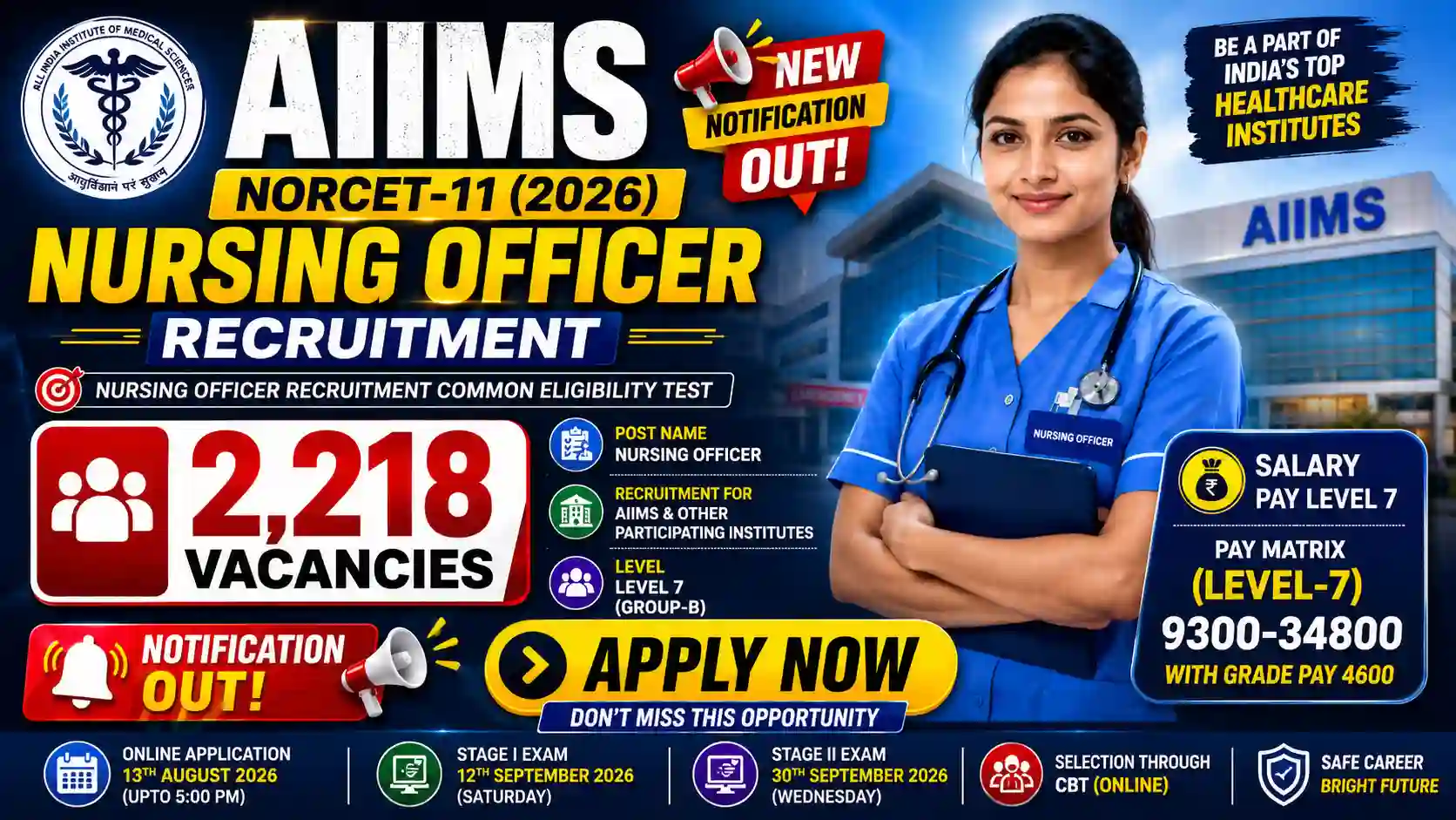 AIIMS NORCET 11 2026 Notification Out