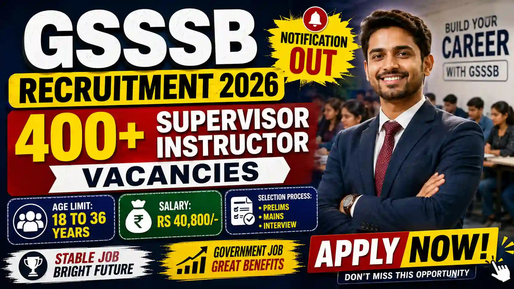 GSSSB Supervisor Instructor Recruitment 2026 for 436 Posts