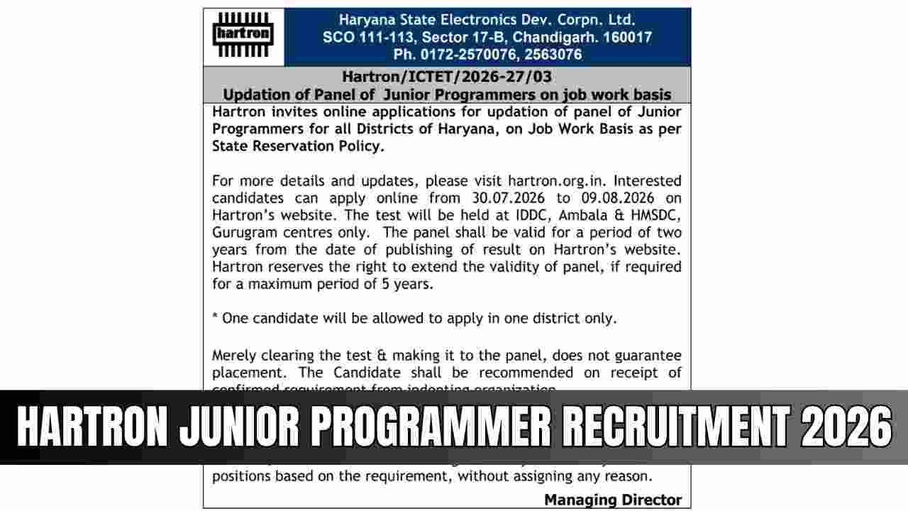 HARTRON Junior Programmer Recruitment 2026