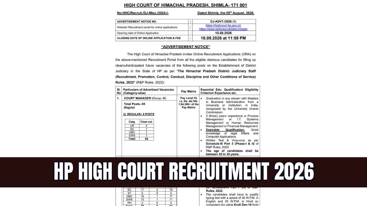 HP High Court Recruitment 2026