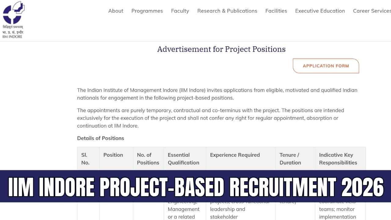 IIM Indore Project-Based Recruitment 2026