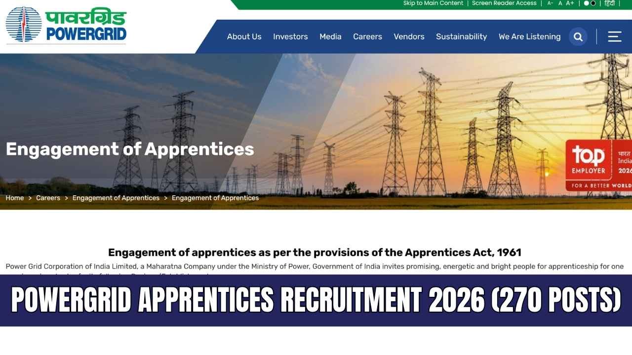 POWERGRID Apprentices Recruitment 2026 (270 Posts)