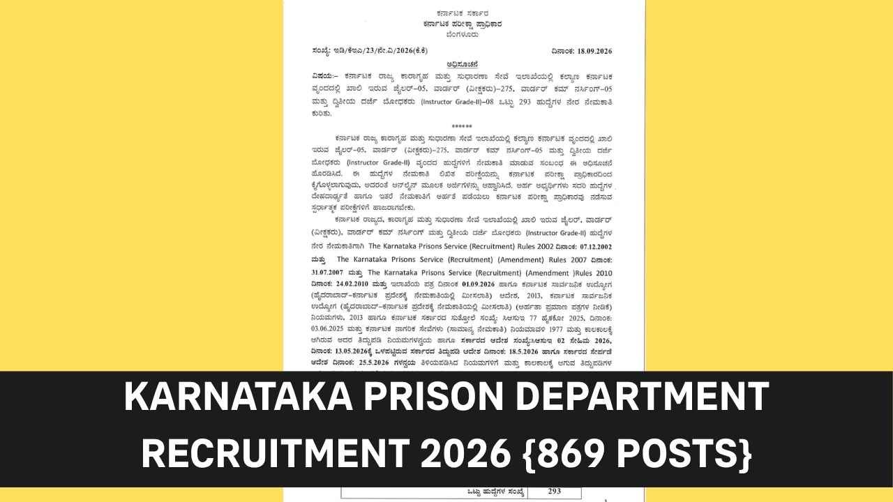 Karnataka Prison Department Recruitment