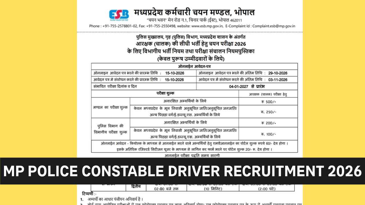 MP Police Constable Driver Recruitment 2026