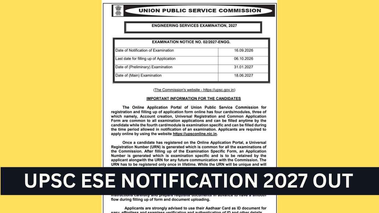 UPSC ESE Notification 2027 Out